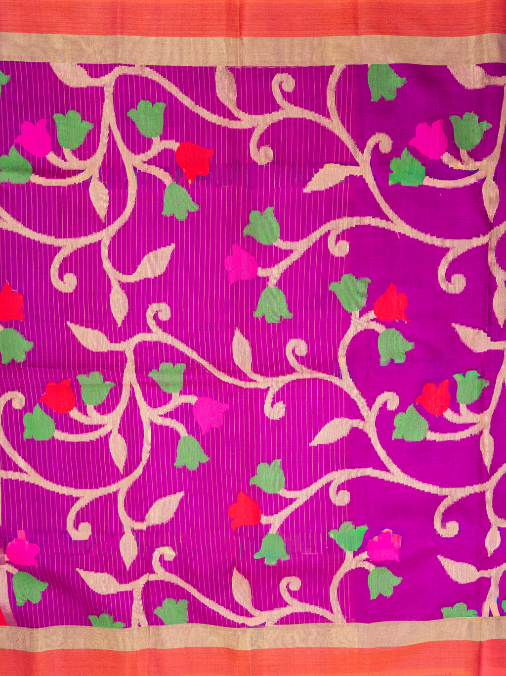 Pure Uppada Handloom Silk Saree in Pink with Floral Weaving & Elegant Line Pallu