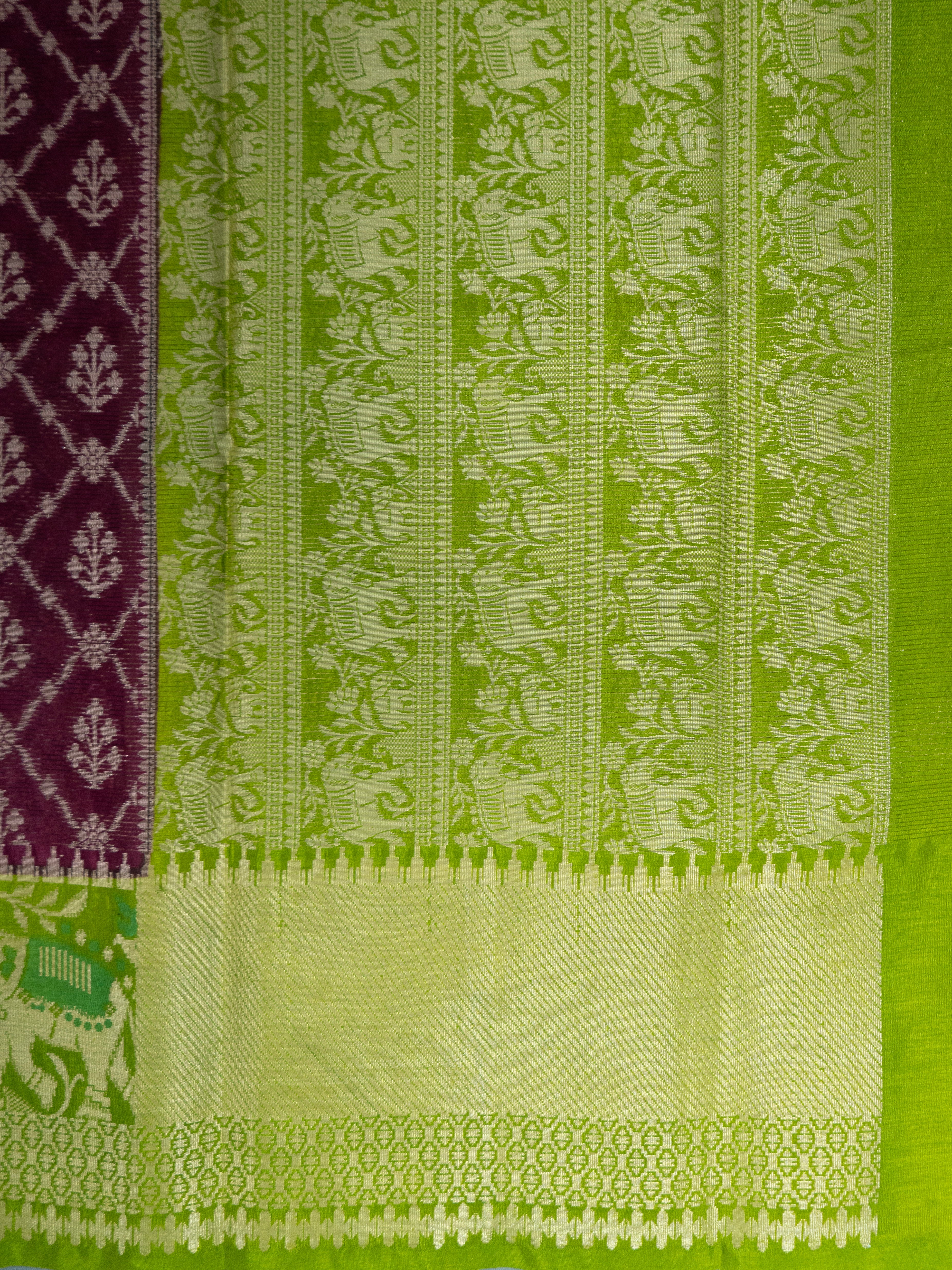 Chocolaty Pochampally weaving silk saree with designer pallu and blouse