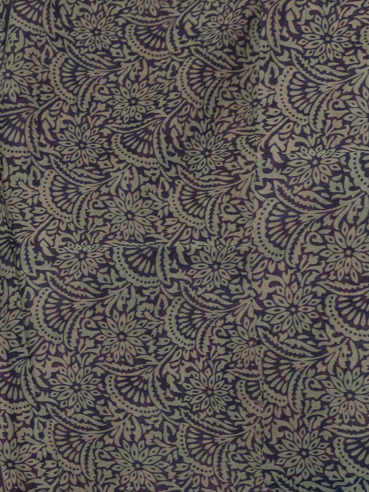 Kalamkari Floral Print Saree with Contrast Kalamkari Pallu & Border