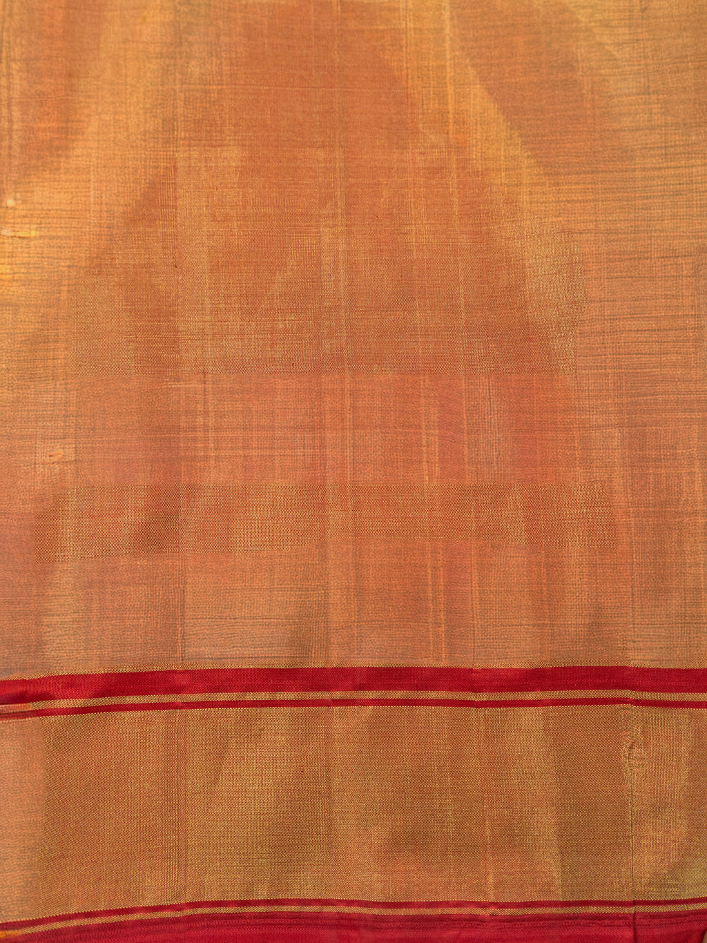 Pure Pochampally Silk Saree in Brown with Gold Zari Sparkle & Orange Ikat Pallu