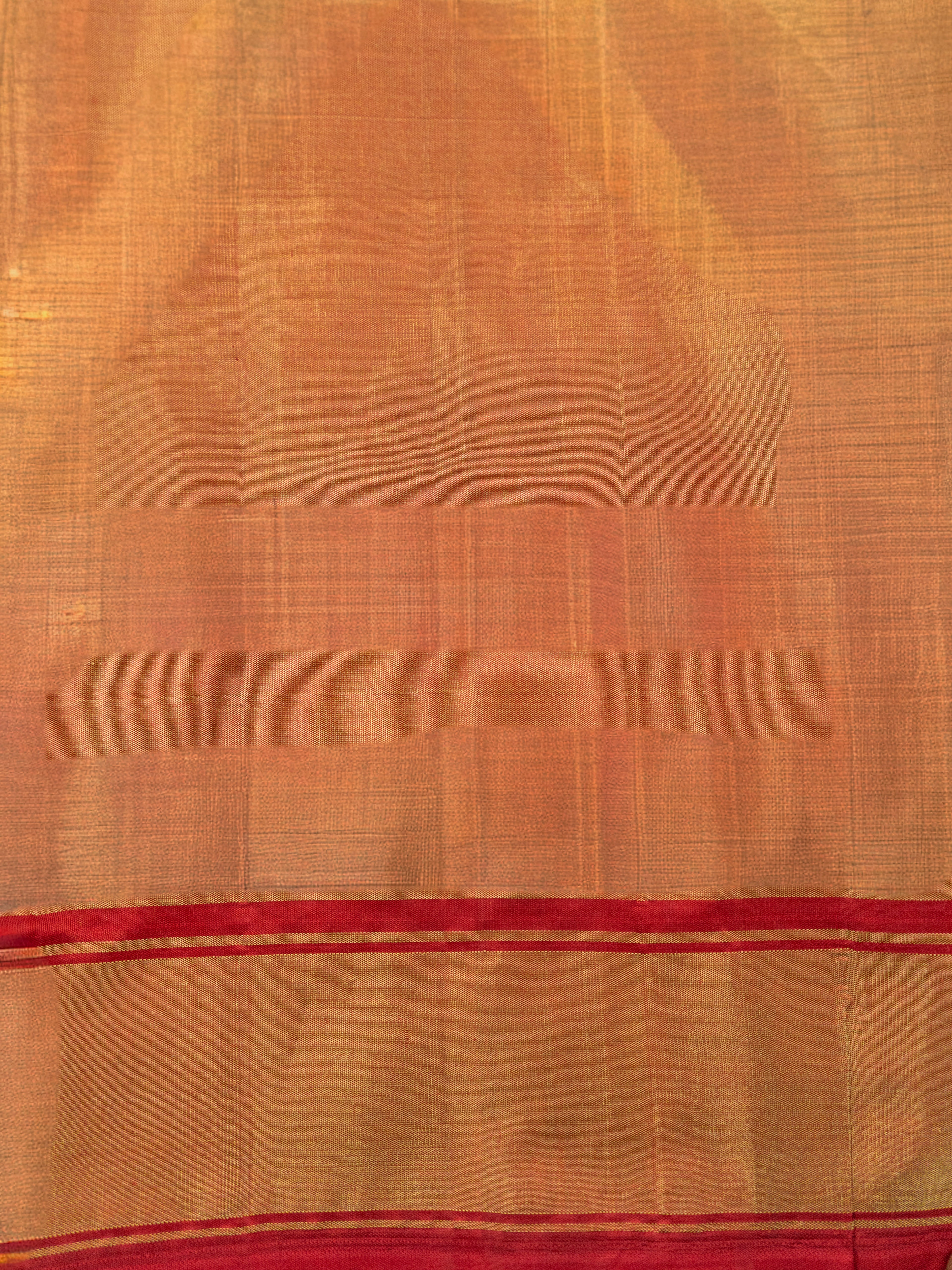 Pure Pochampally Silk Saree in Brown with Gold Zari Sparkle & Orange Ikat Pallu