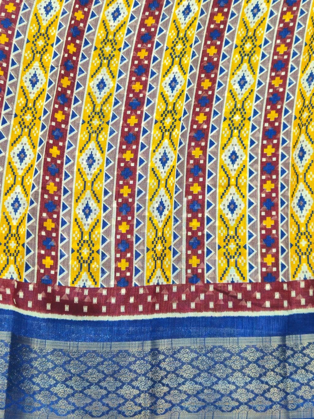 Pochampally Pichwai Red Animal print silk saree with blouse