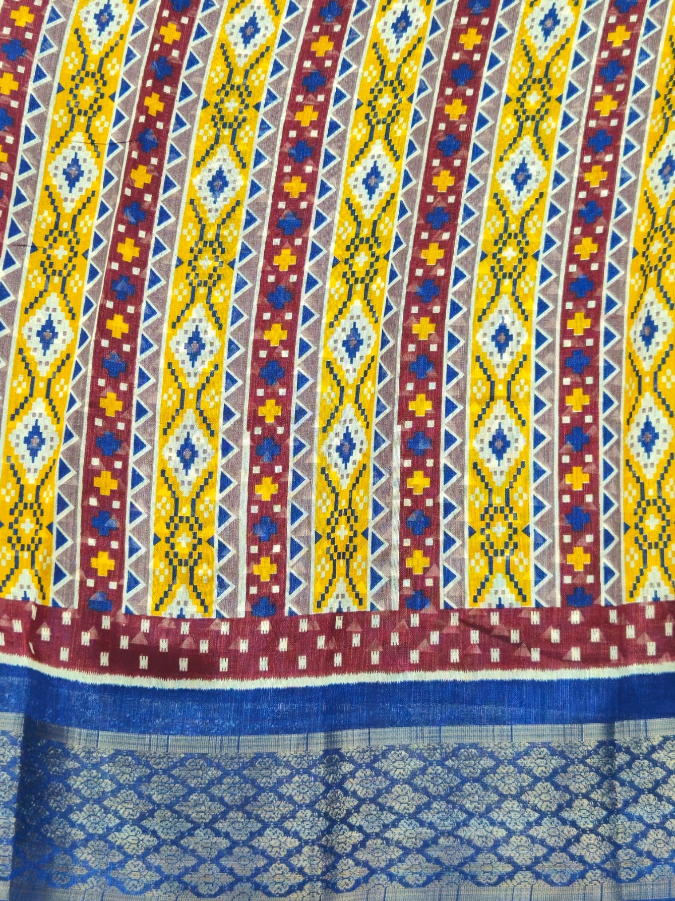 Pochampally Pichwai Red Animal print silk saree with blouse