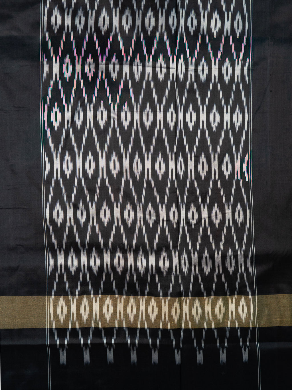 Pure Pochampally Silk Double Ikat Saree in Red with Black Pallu