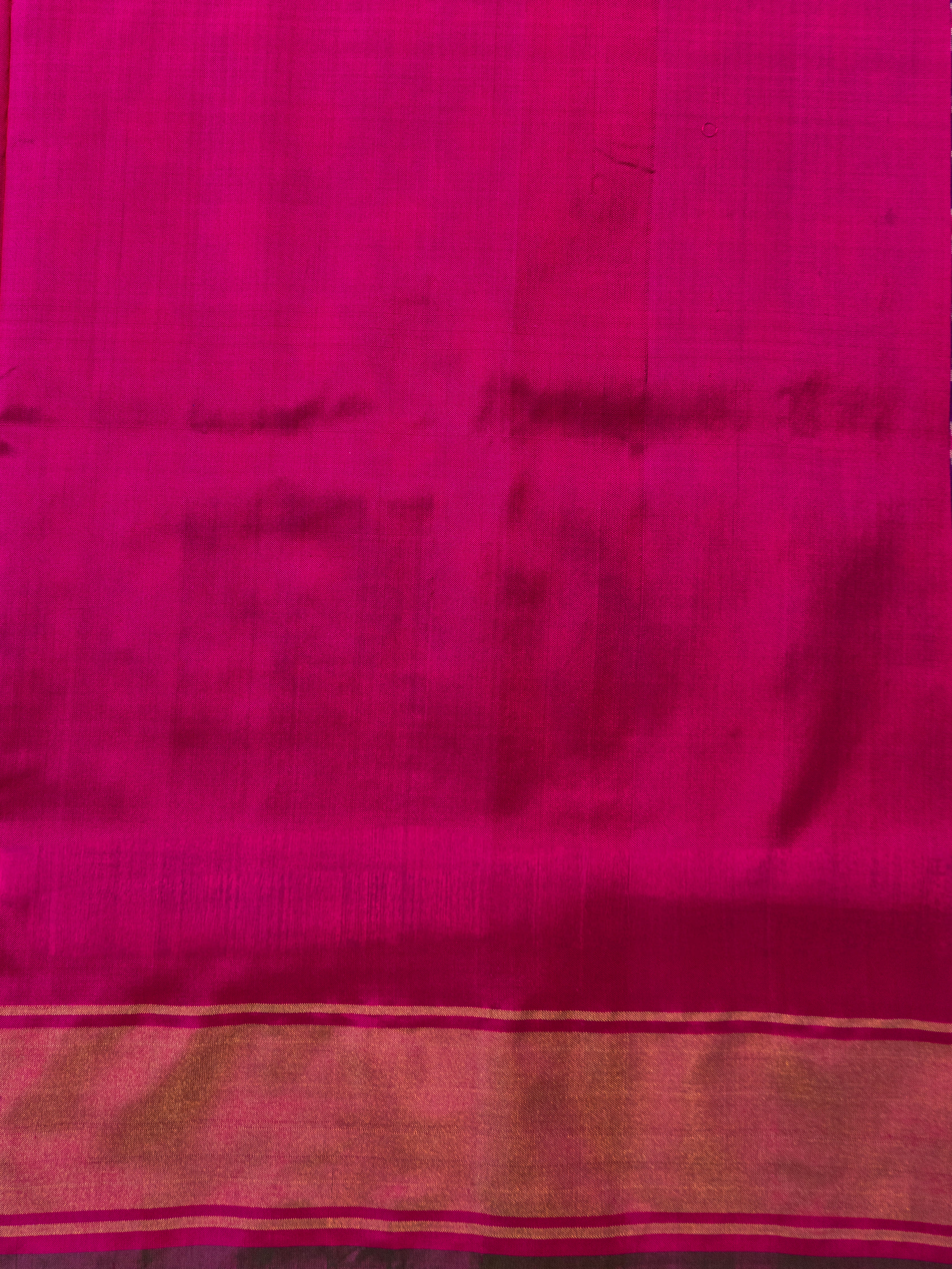 Pure Pochampally Double Ikat Silk Saree in Purple with Pink Ikat Border & Zari
