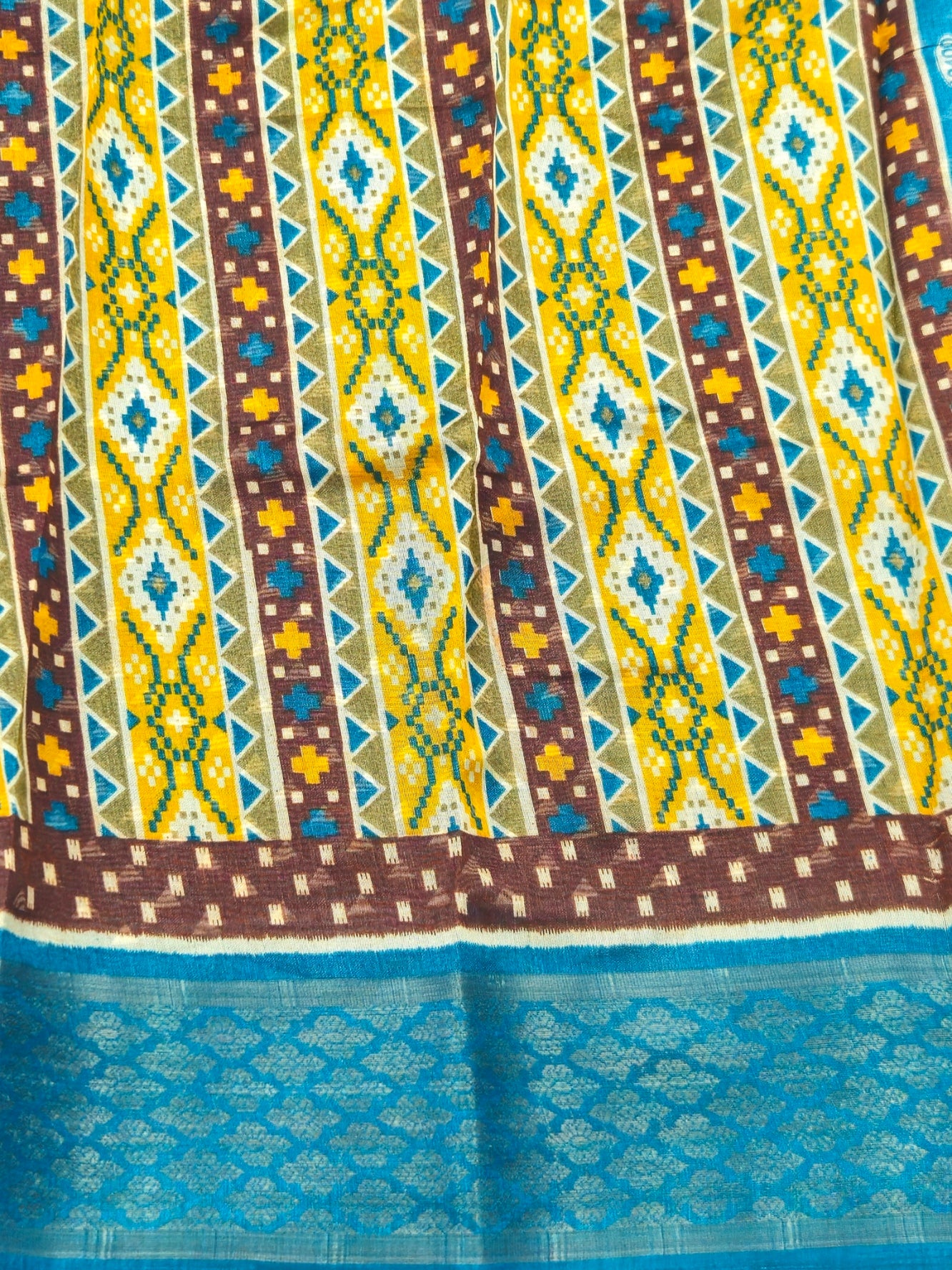 Pochampally Pichwai Brown Animal print silk saree with blouse