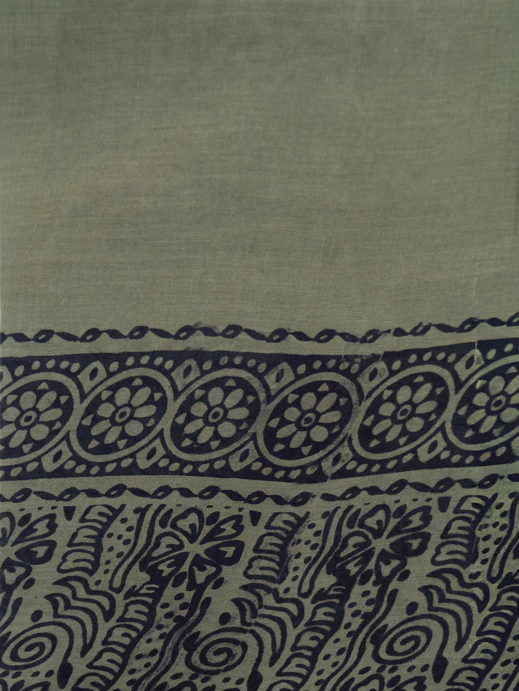 Kalamkari Floral Print Saree with Contrast Kalamkari Pallu & Border