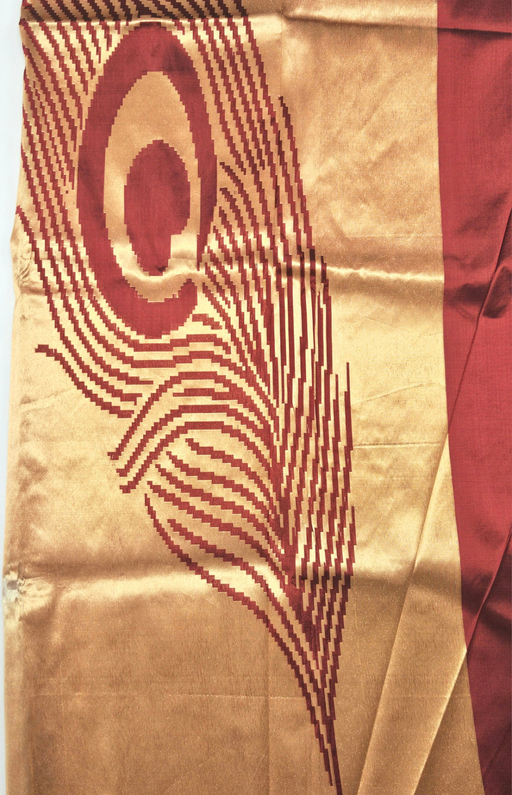 Kanchivaram gold work saree in blood red color with blouse