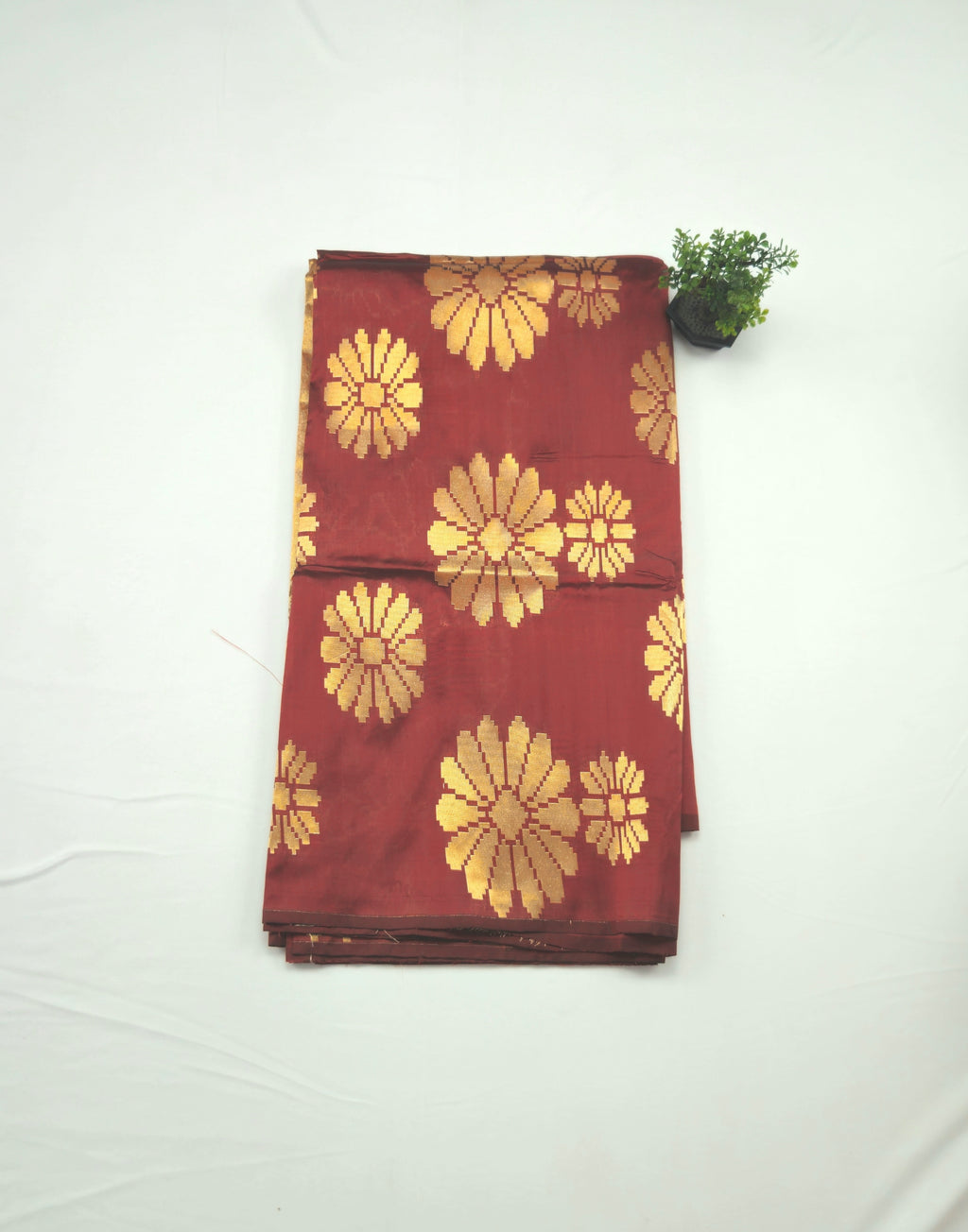 Kanchivaram gold work saree in blood red color with blouse