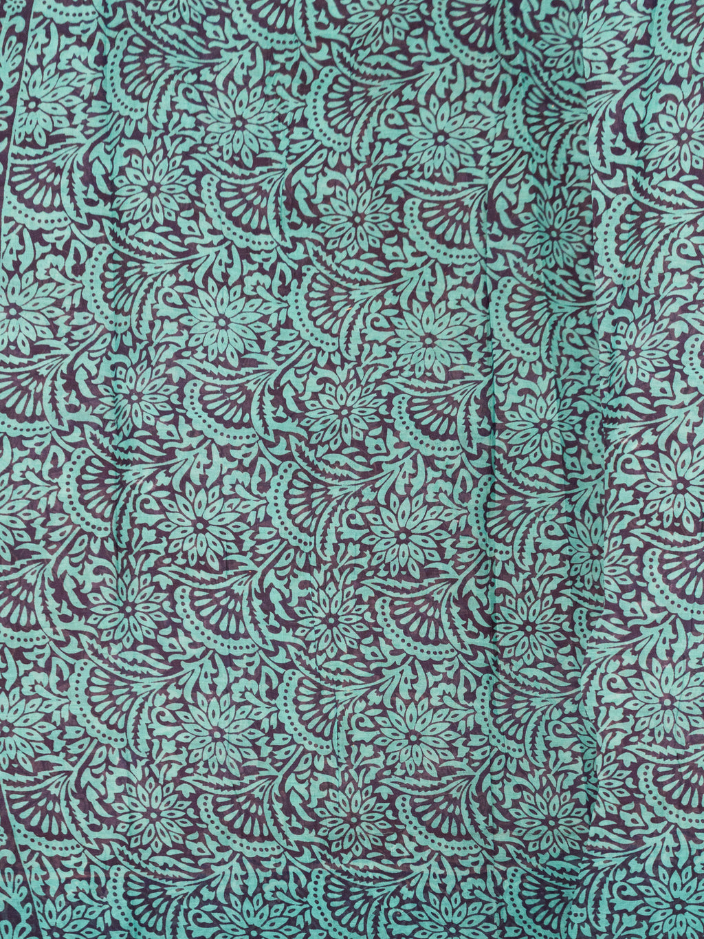 Kalamkari Floral Print Saree with Contrast Kalamkari Pallu & Border