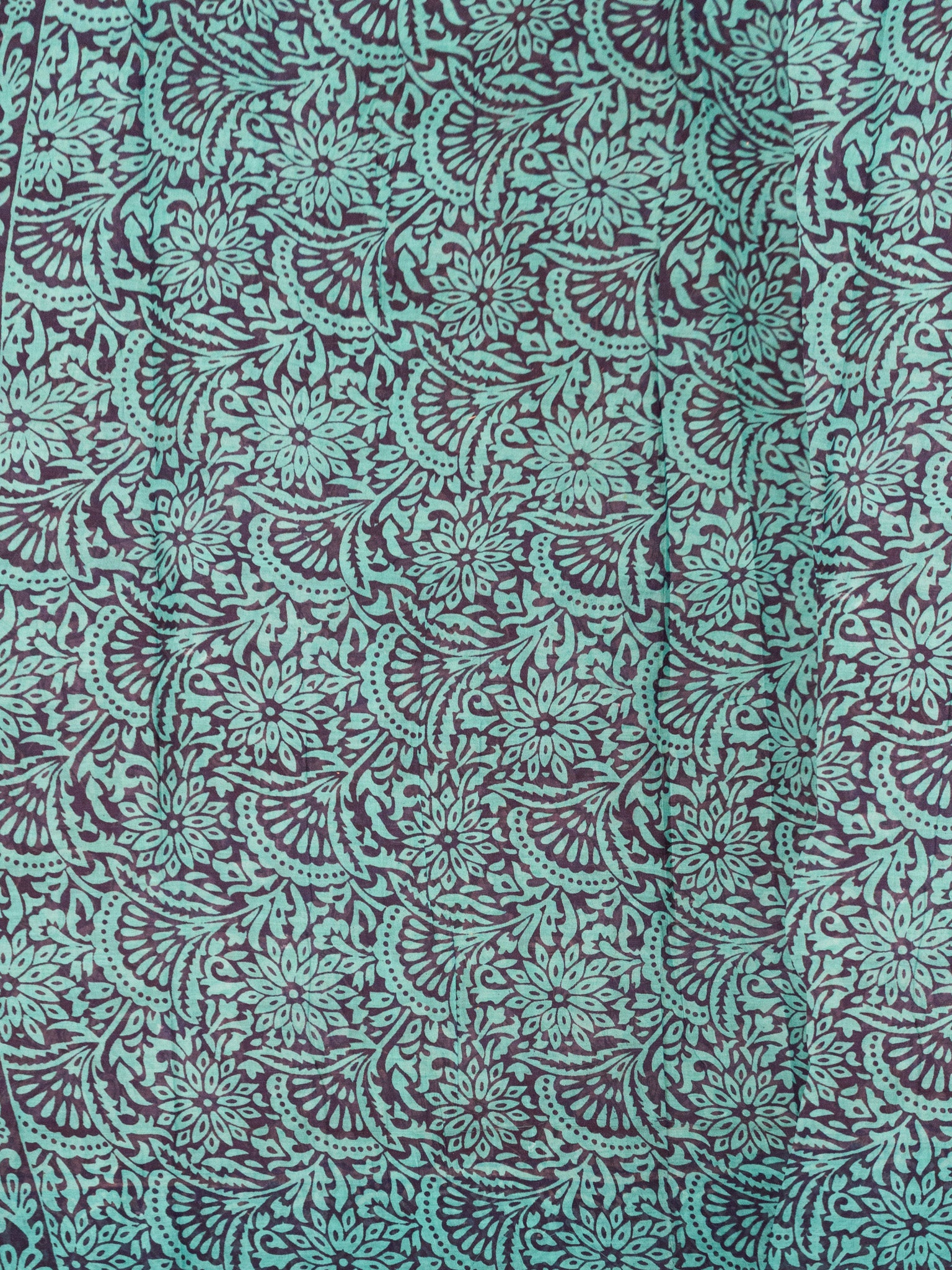 Kalamkari Floral Print Saree with Contrast Kalamkari Pallu & Border