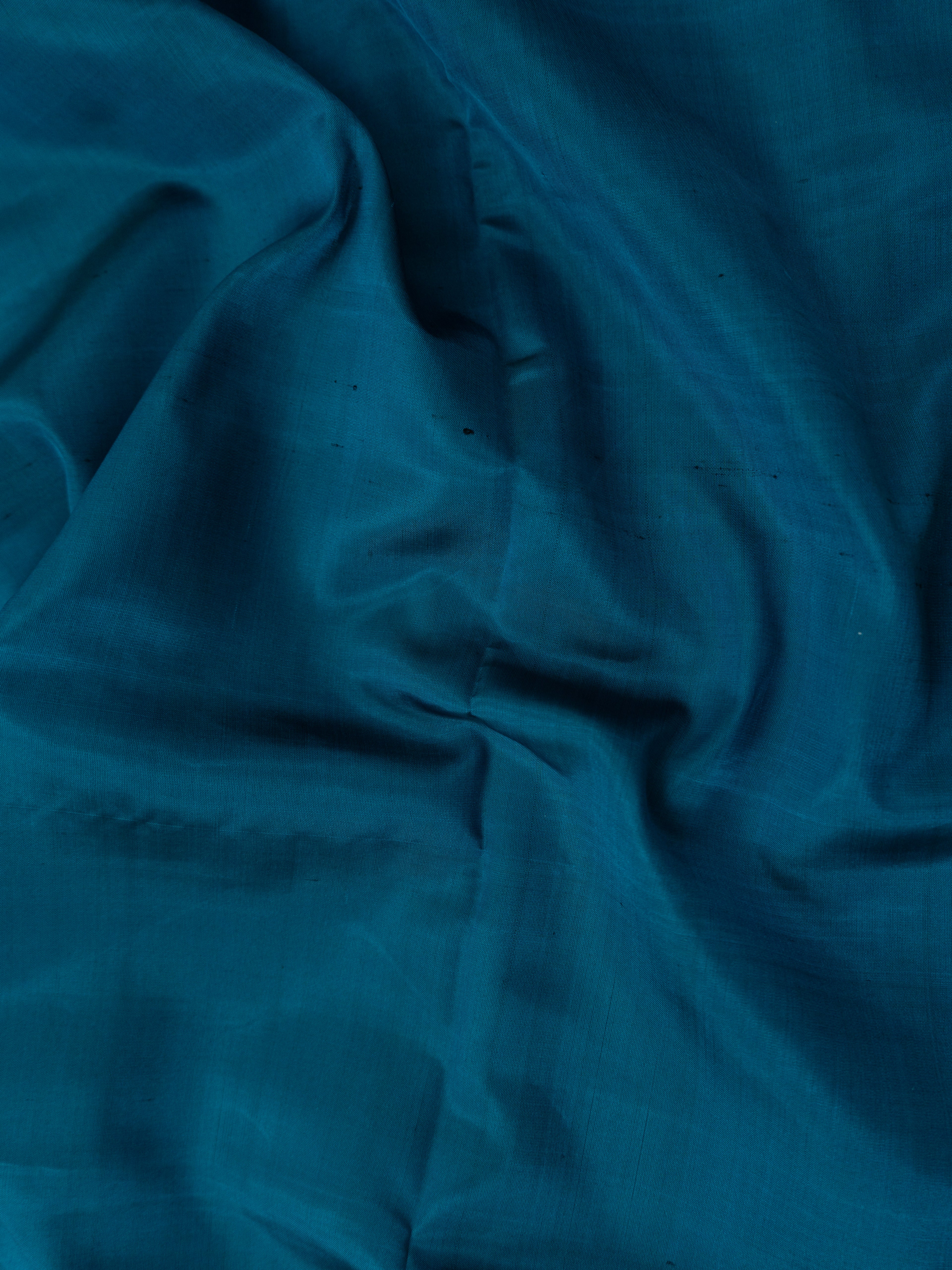 Pure Pochampally Silk Saree in Red with Lotus Ikat Weaving & Contrast Blue Ikat Pallu