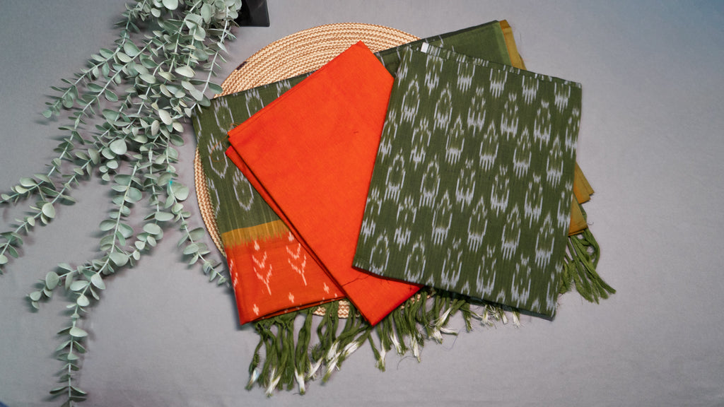 Pure handloom pochampally soft cotton dress material (Unstitched)