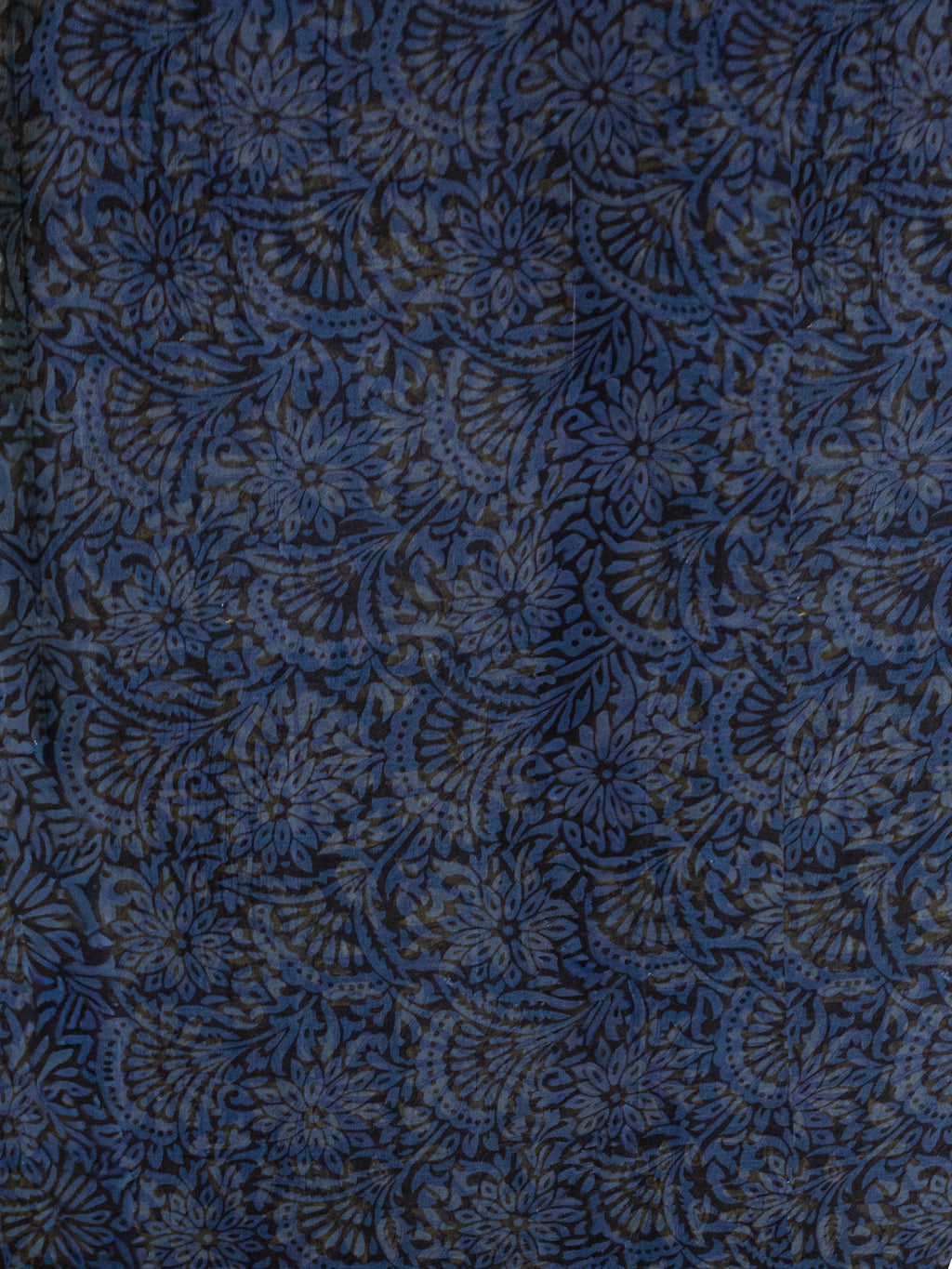 Kalamkari Floral Print Saree with Contrast Kalamkari Pallu & Border