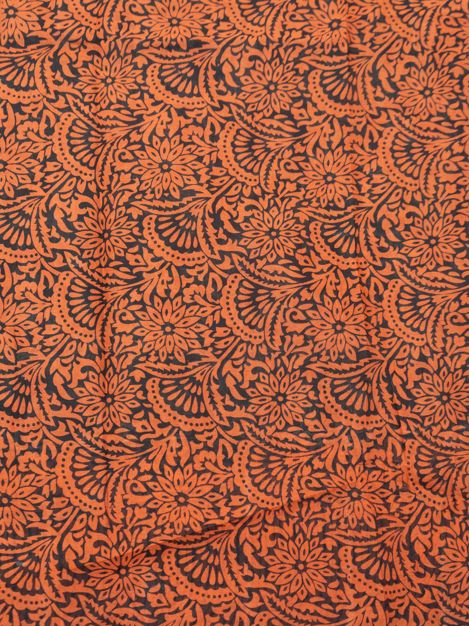 Kalamkari Floral Print Saree with Contrast Kalamkari Pallu & Border