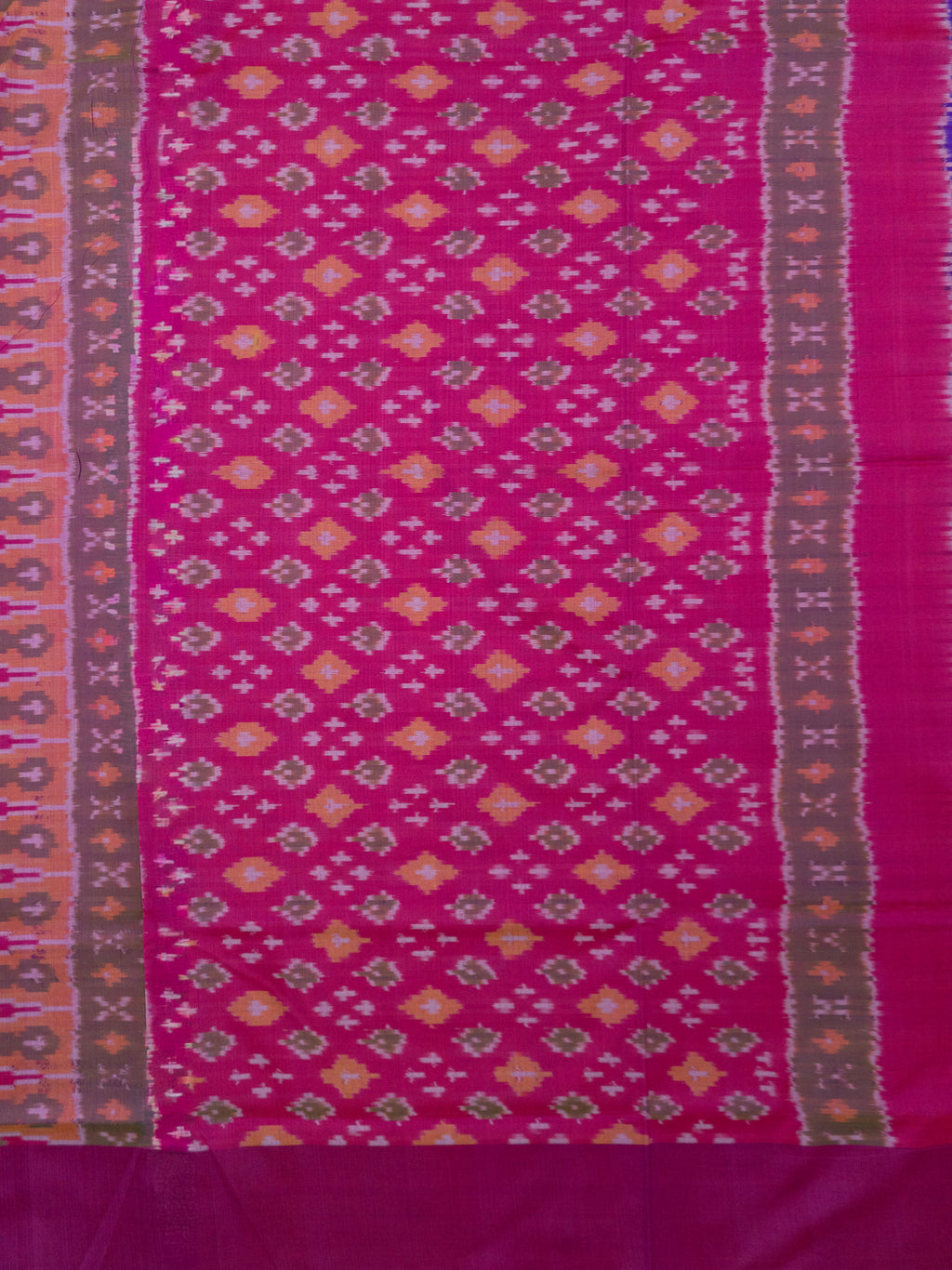 Pure Pochampally Cotton Silk Saree in Purple with Pink Ikat Pallu