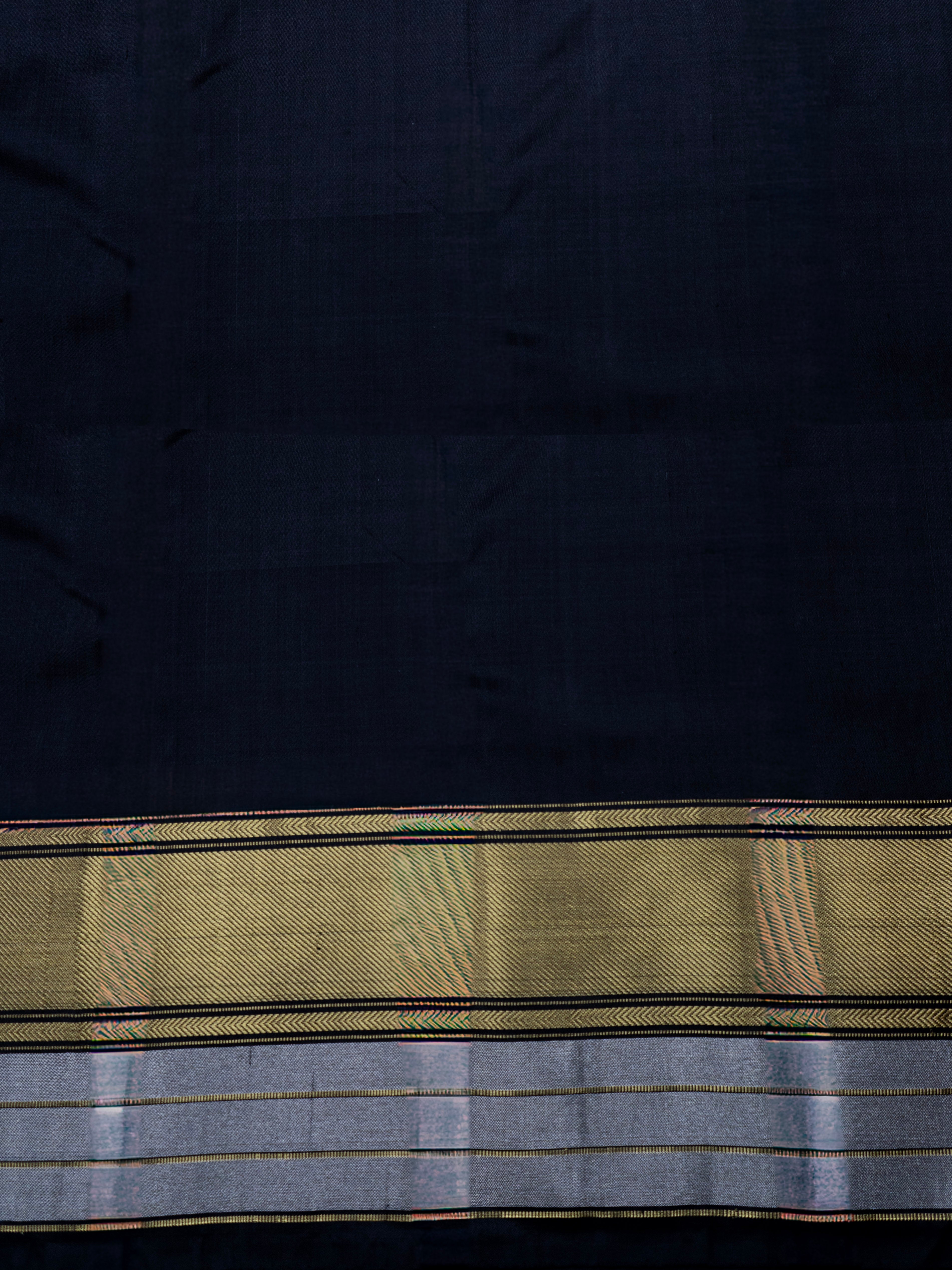 Pure Pochampally Kanjivaram Ikat Silk Saree with Gold Zari Border & Floral Ikat Weaving