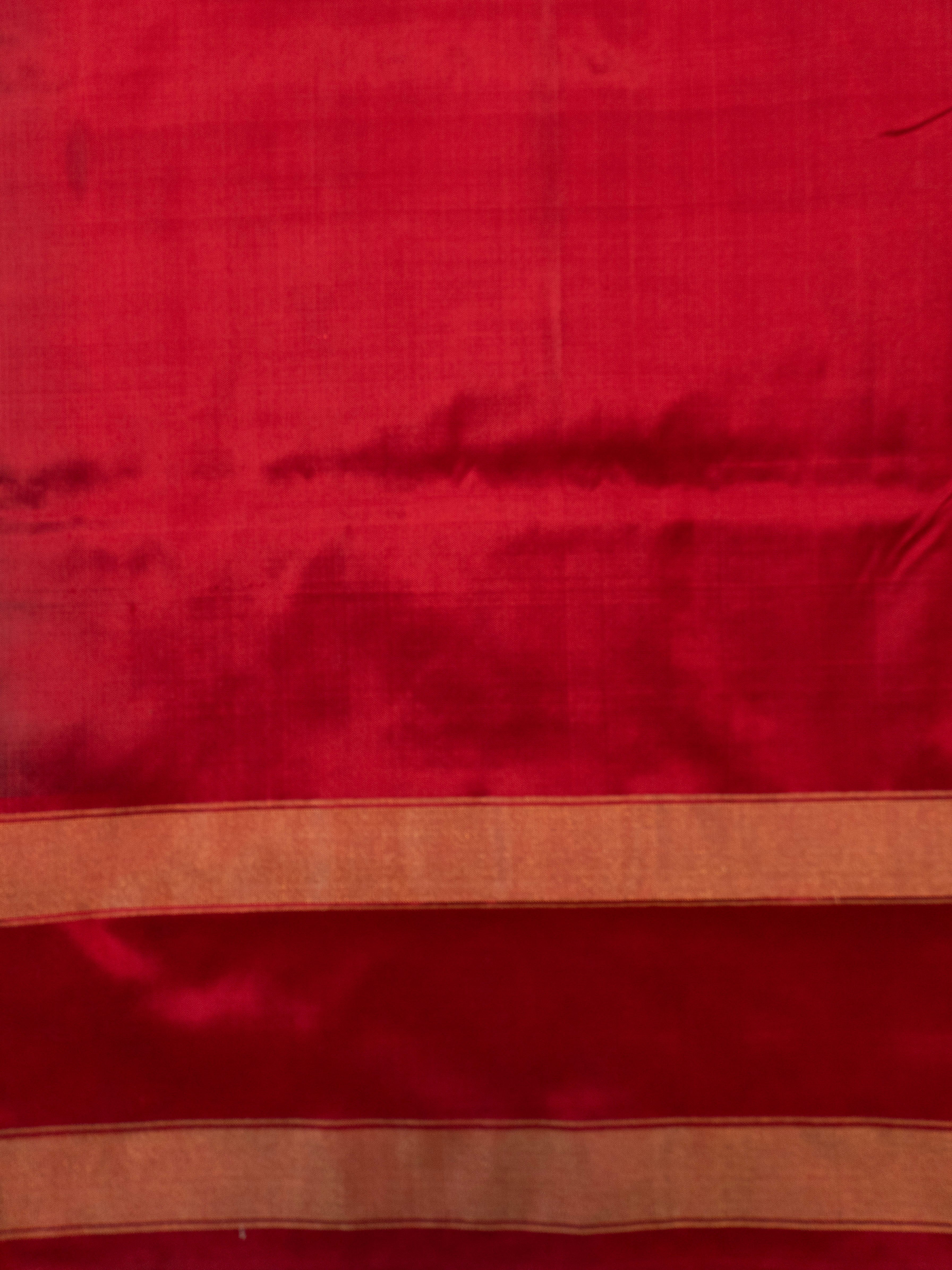 Pure Pochampally Ikat Silk Saree in Black with Animal Motif Weaving & Red Blouse