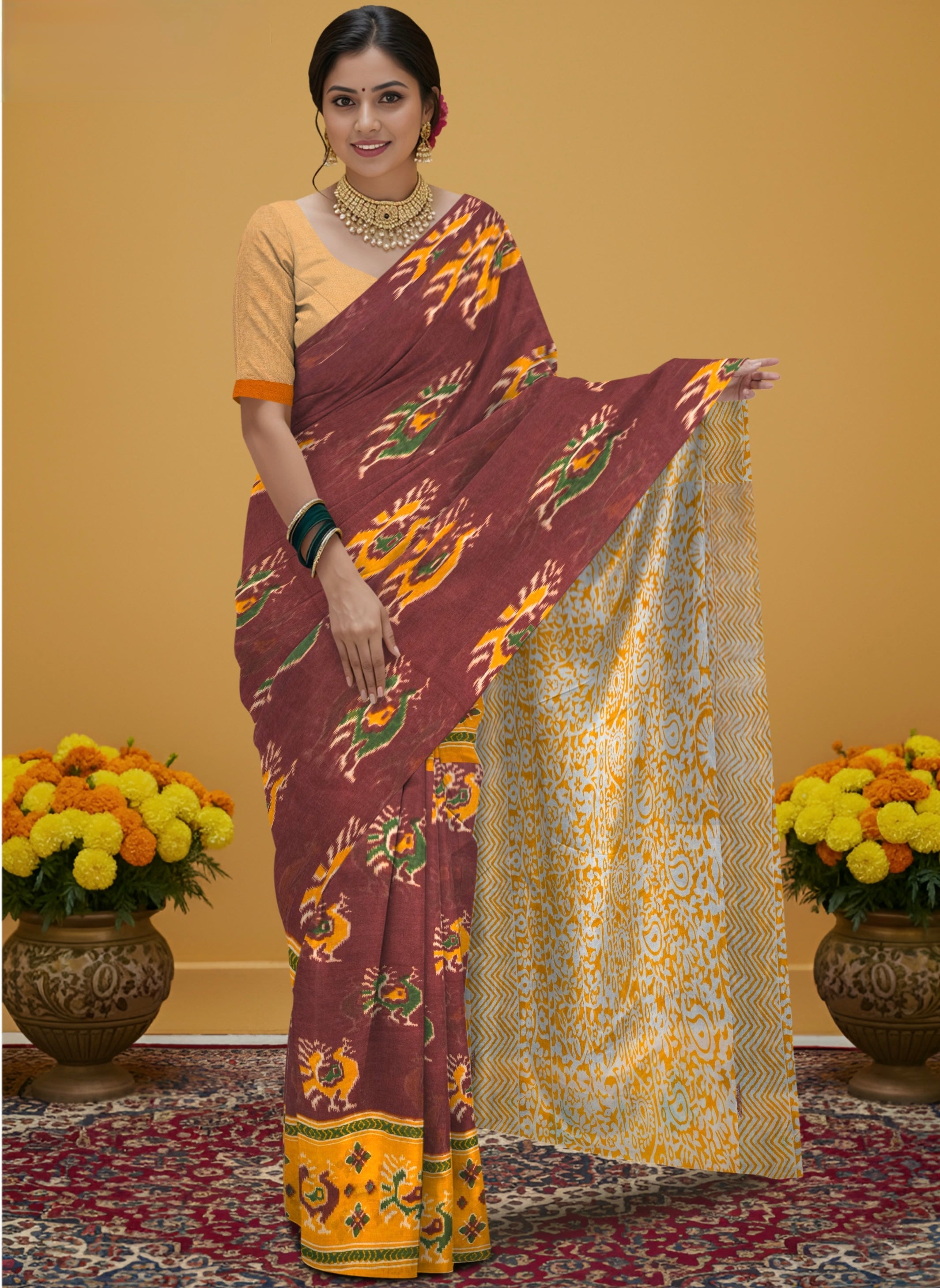 Pochampally Pure Cotton Saree – Authentic Handloom Ikat Weave