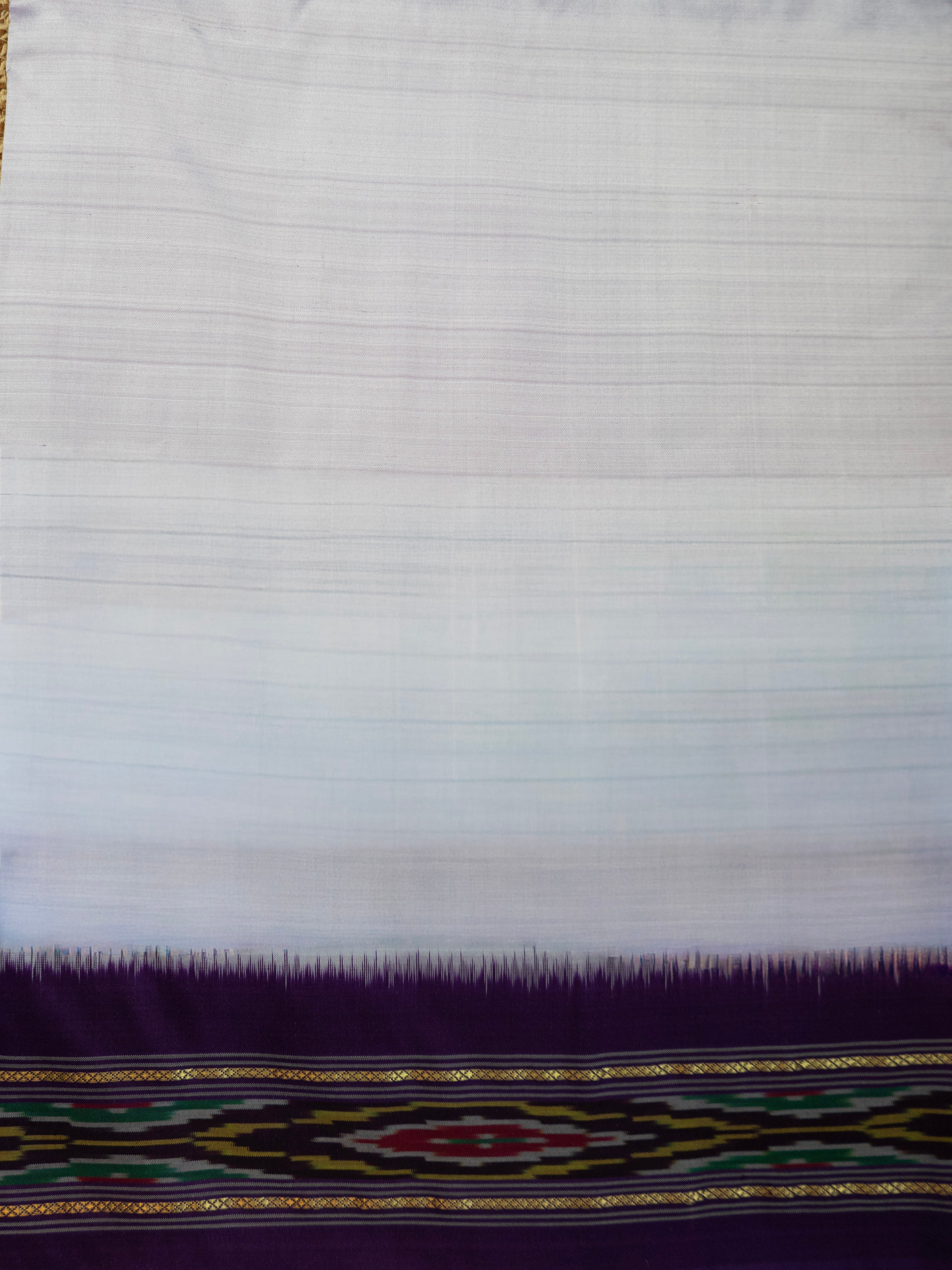 Pure Pochampally Single Ikat Silk Saree in Light Lavender with Deep Purple Patola Pallu (Without Blouse)
