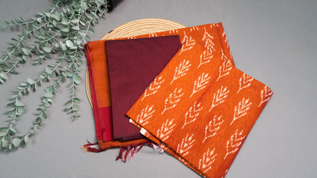 Pure handloom pochampally soft cotton dress material (Unstitched)