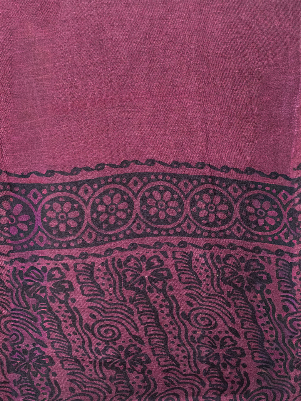 Kalamkari Floral Print Saree with Contrast Kalamkari Pallu & Border