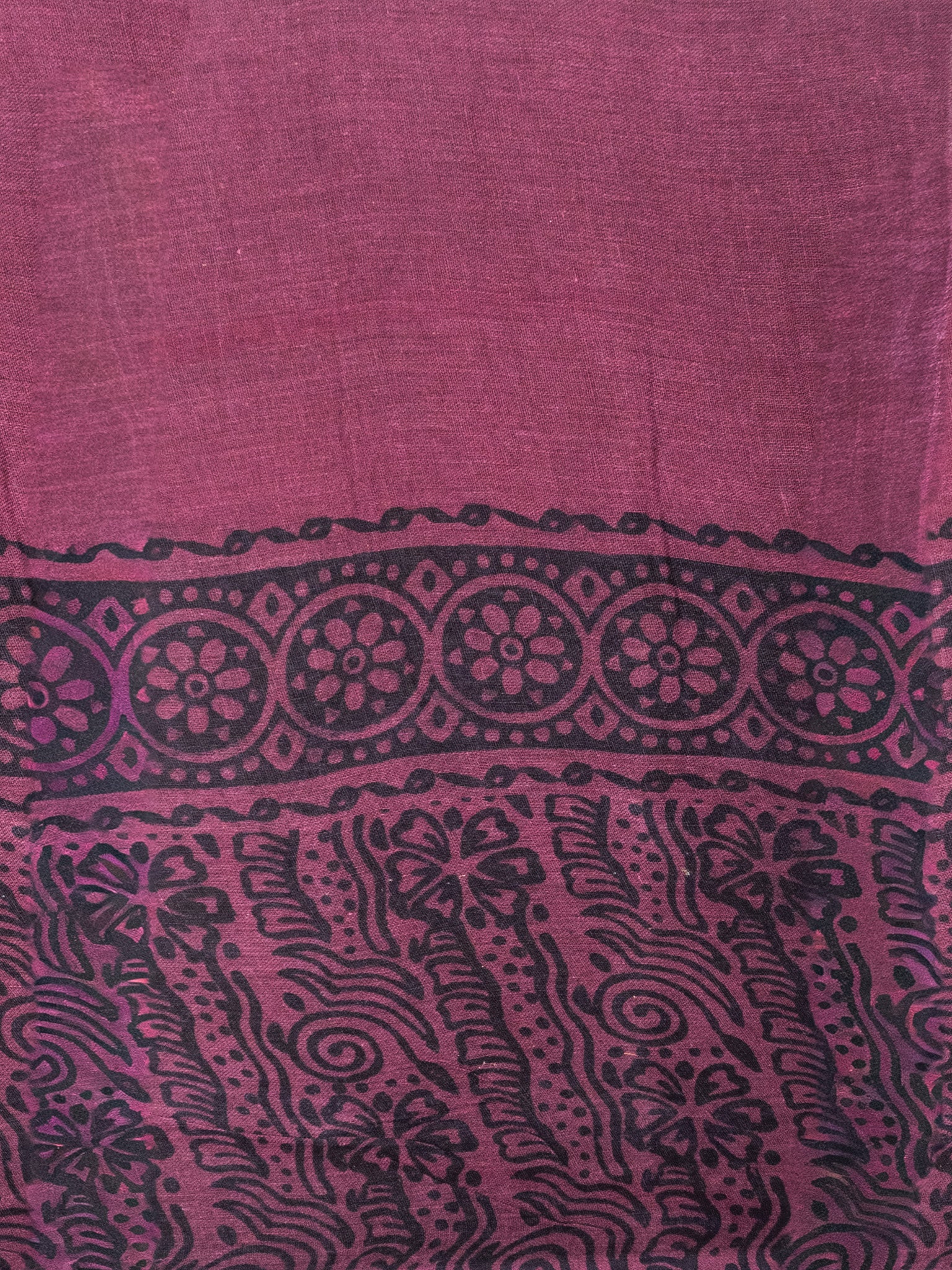 Kalamkari Floral Print Saree with Contrast Kalamkari Pallu & Border