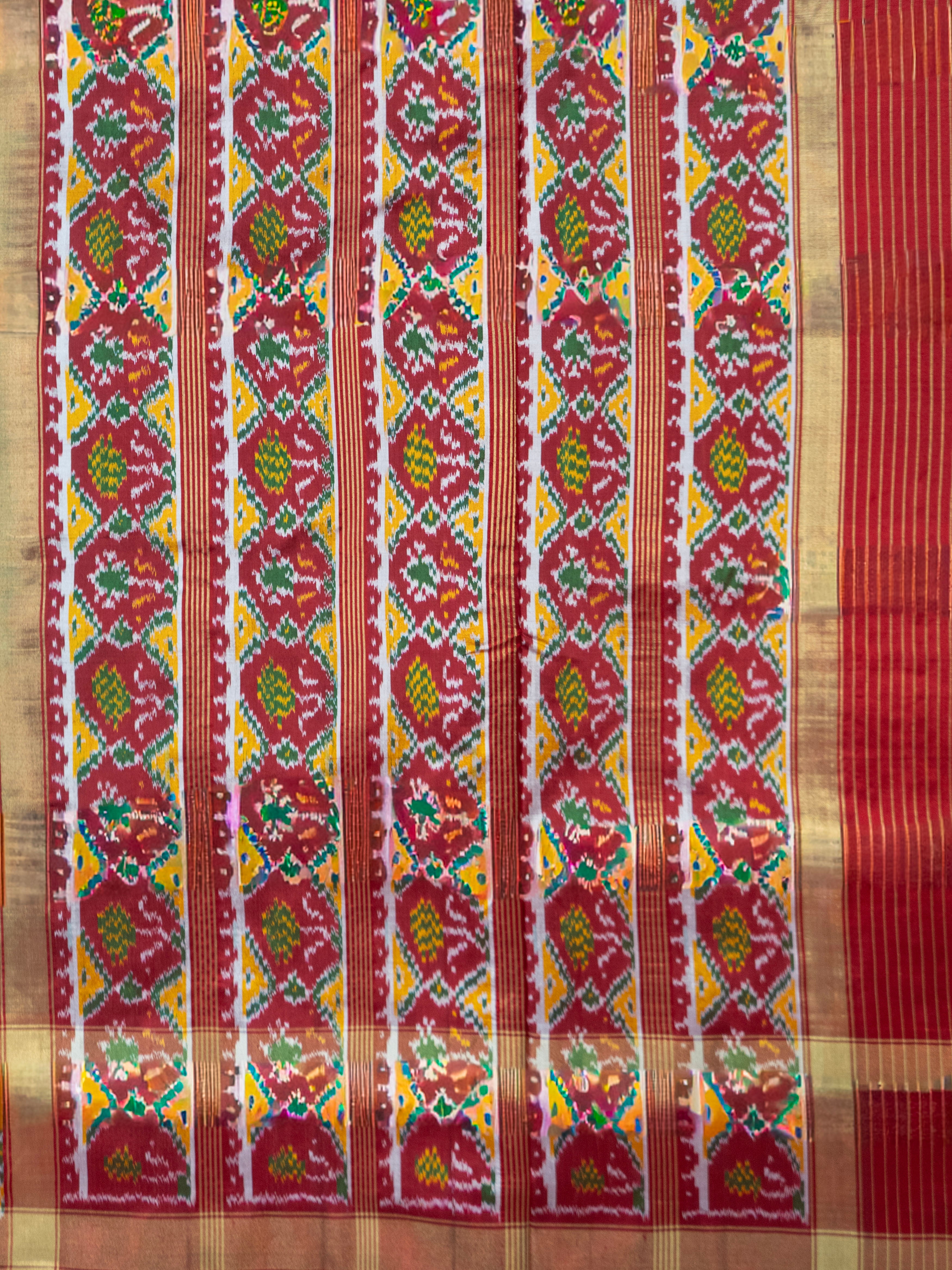 Pure Pochampally Ikat Silk Saree in Black with Animal Motif Weaving & Red Blouse