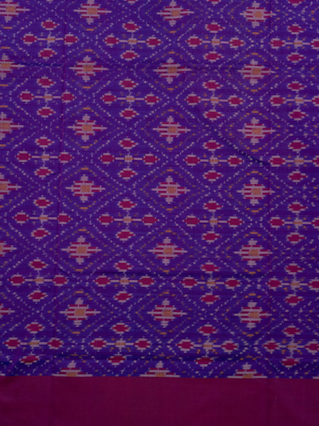 Pure Pochampally Cotton Silk Saree in Purple with Pink Ikat Pallu