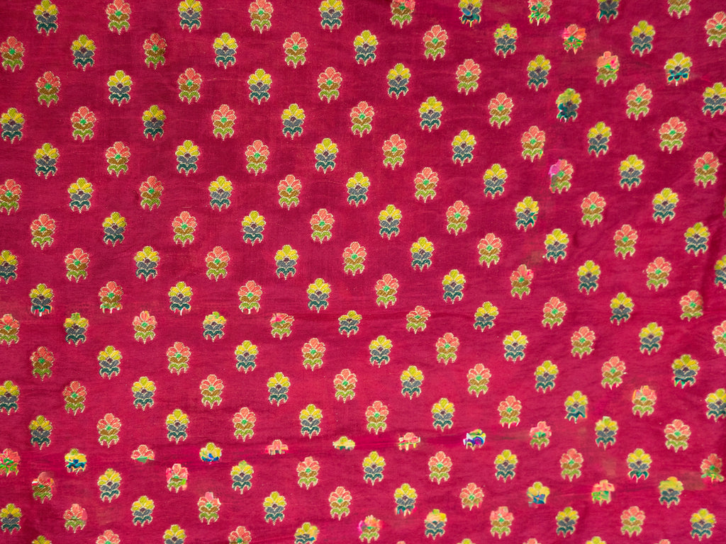 Pure Rajwada Silk Saree in Black with Animal Weaving & Red Contrast Blouse
