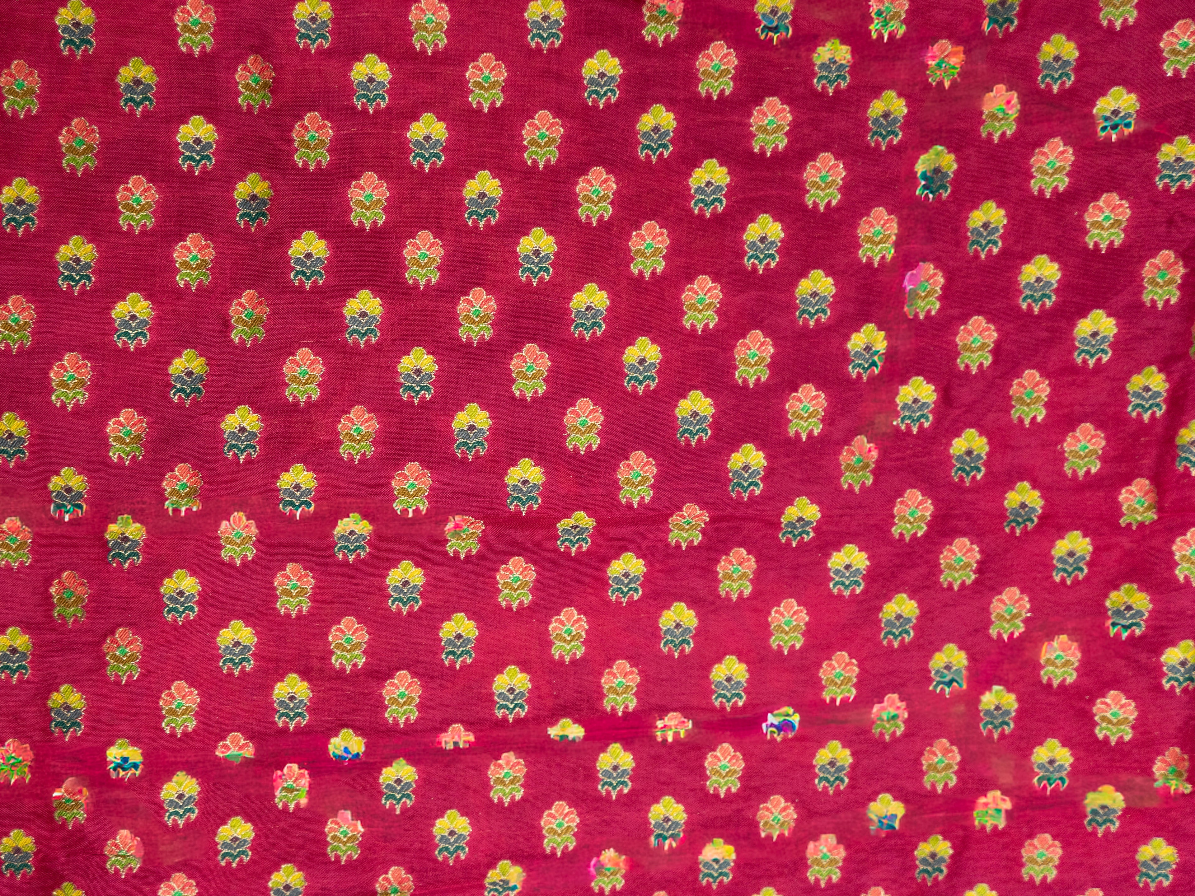 Pure Rajwada Silk Saree in Black with Animal Weaving & Red Contrast Blouse