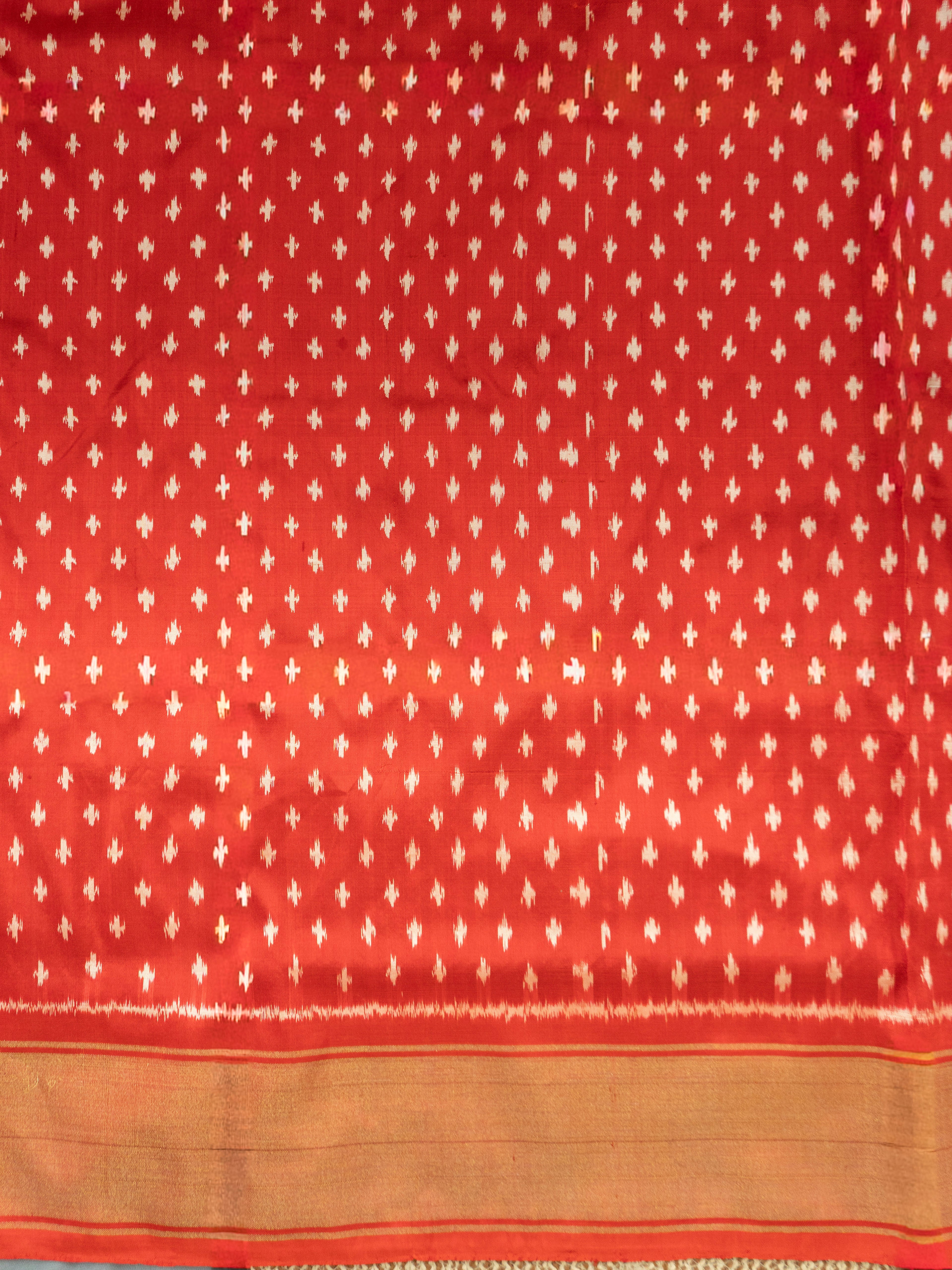 Pure Pochampally Double Ikat Silk Saree in Black with Red Ikat Pallu