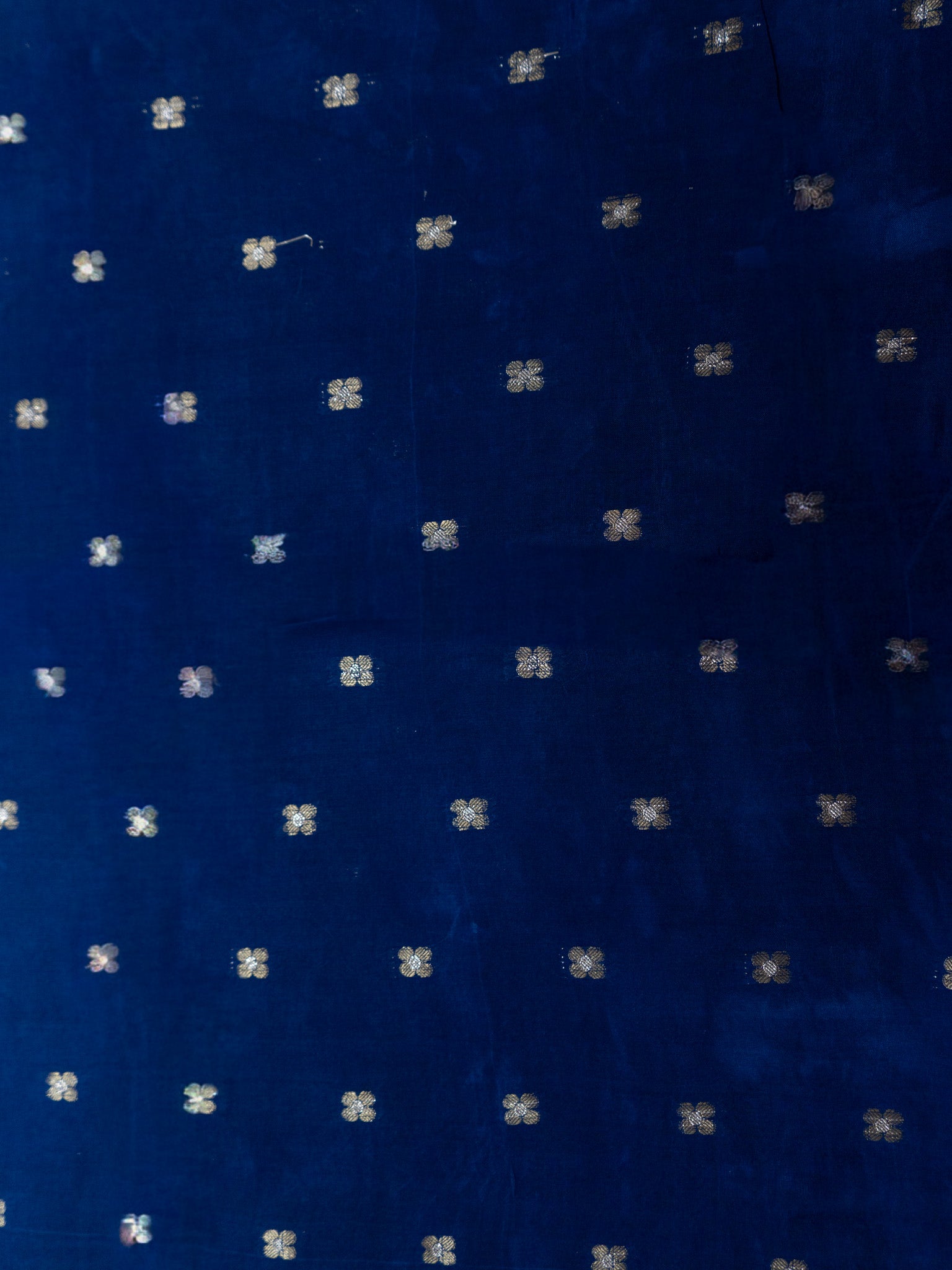 Mustard Weaving Silk Saree with Butta Design & Blue Contrast Pallu