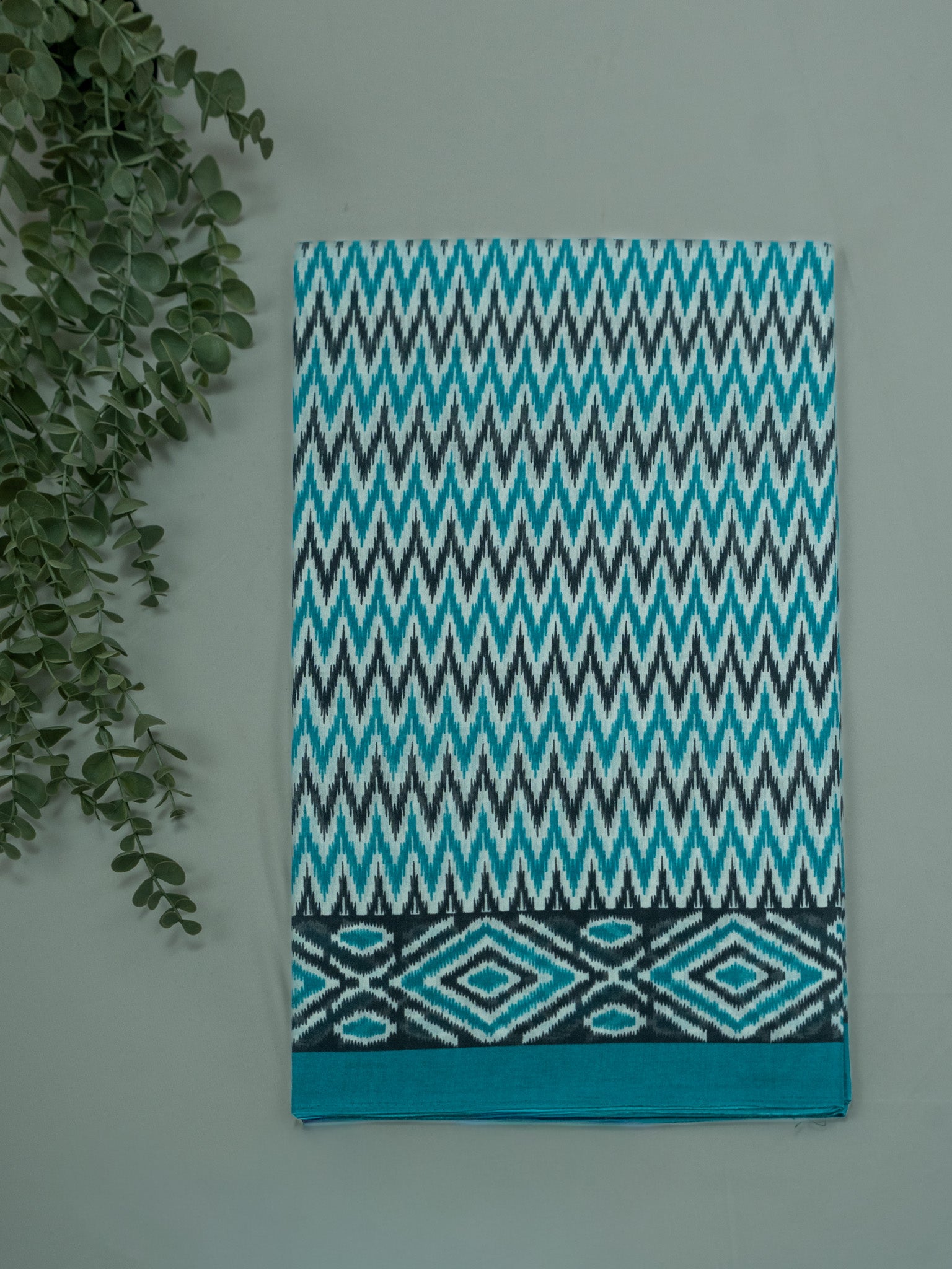 Pure Kalamkari Zig Zag Cotton Print Saree – Artistic Handcrafted Elegance