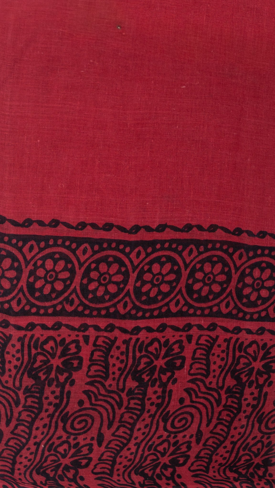 Kalamkari Floral Print Saree with Contrast Kalamkari Pallu & Border