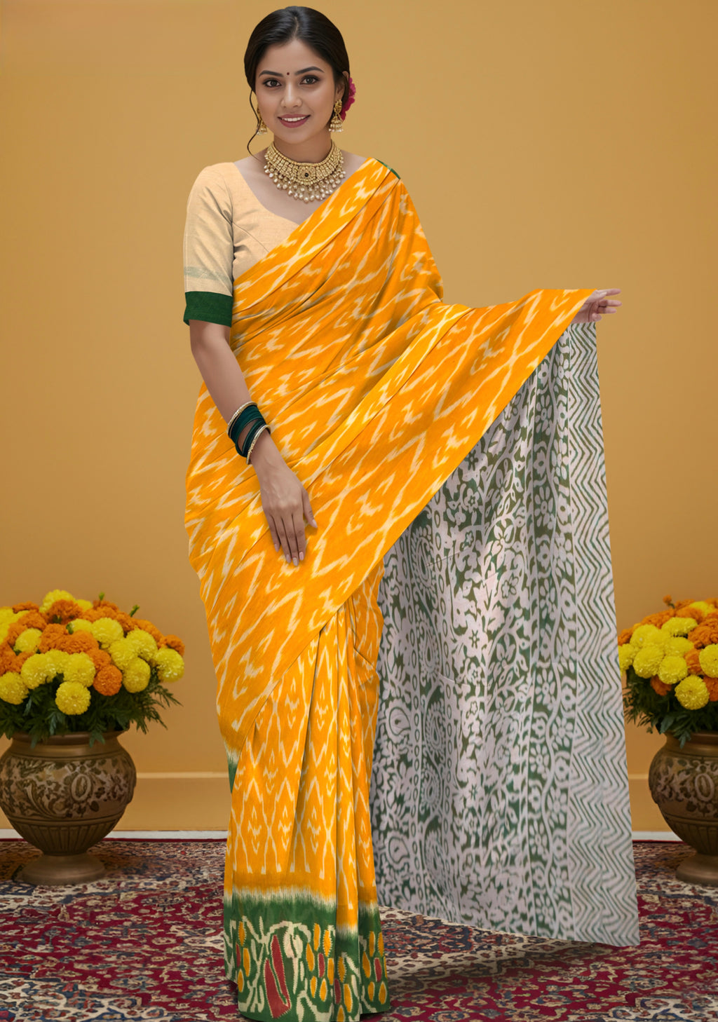 Pochampally Pure Cotton Saree – Authentic Handloom Ikat Weave