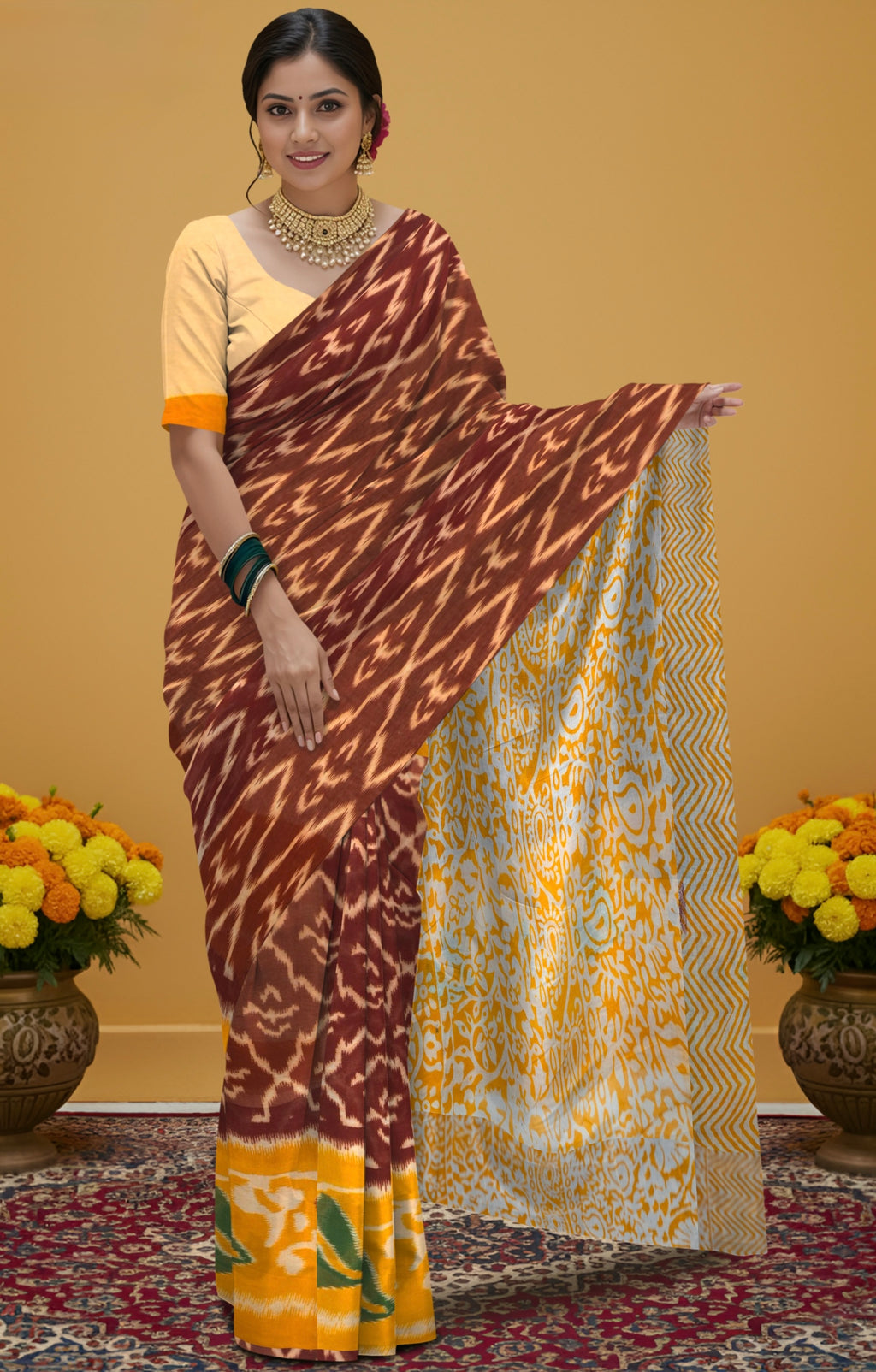 Pochampally Pure Cotton Saree – Authentic Handloom Ikat Weave