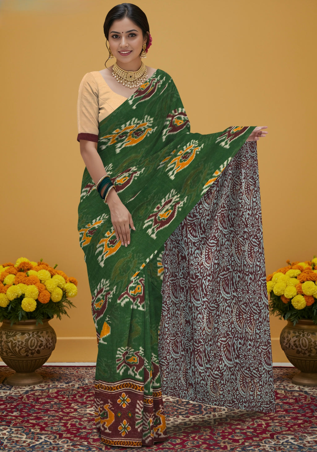 Pochampally Pure Cotton Saree – Authentic Handloom Ikat Weave