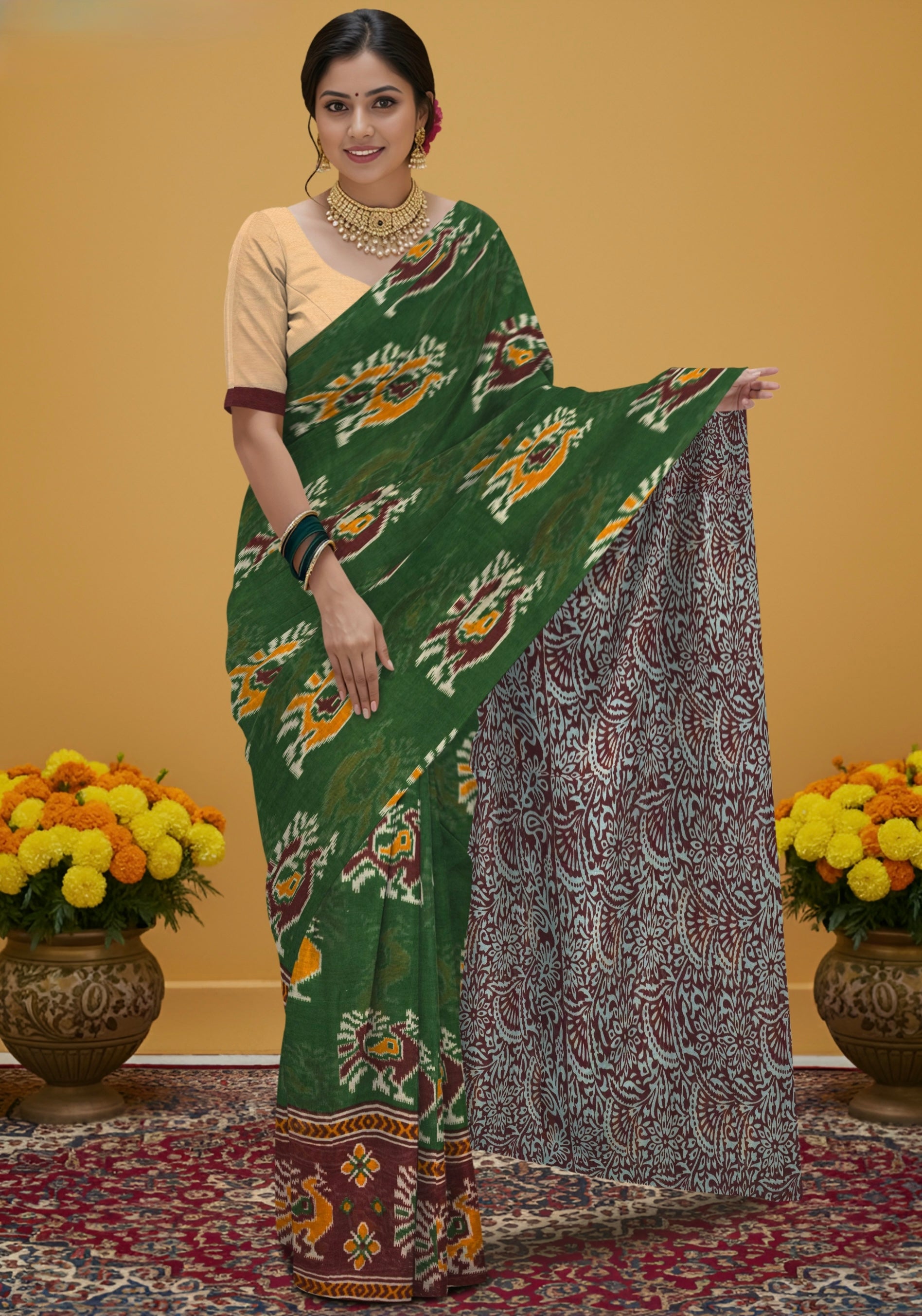 Pochampally Pure Cotton Saree – Authentic Handloom Ikat Weave