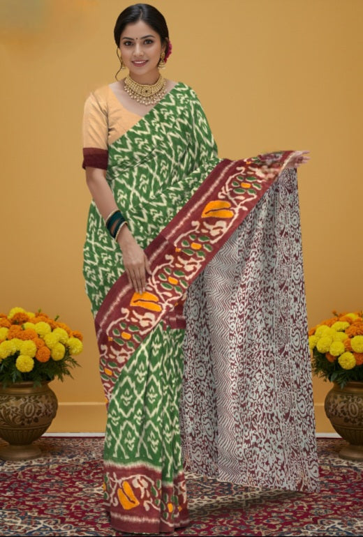Pochampally Pure Cotton Saree – Authentic Handloom Ikat Weave