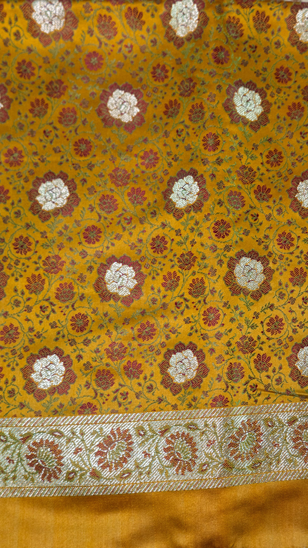 Mustard Pure Silk Fancy Dress Material – Elegant Weaving Design Unstitched Suit
