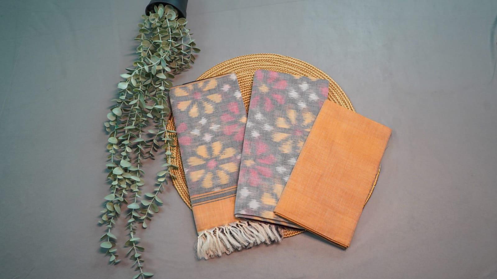 Pure handloom pochampally soft sico silk dress material (Unstitched)