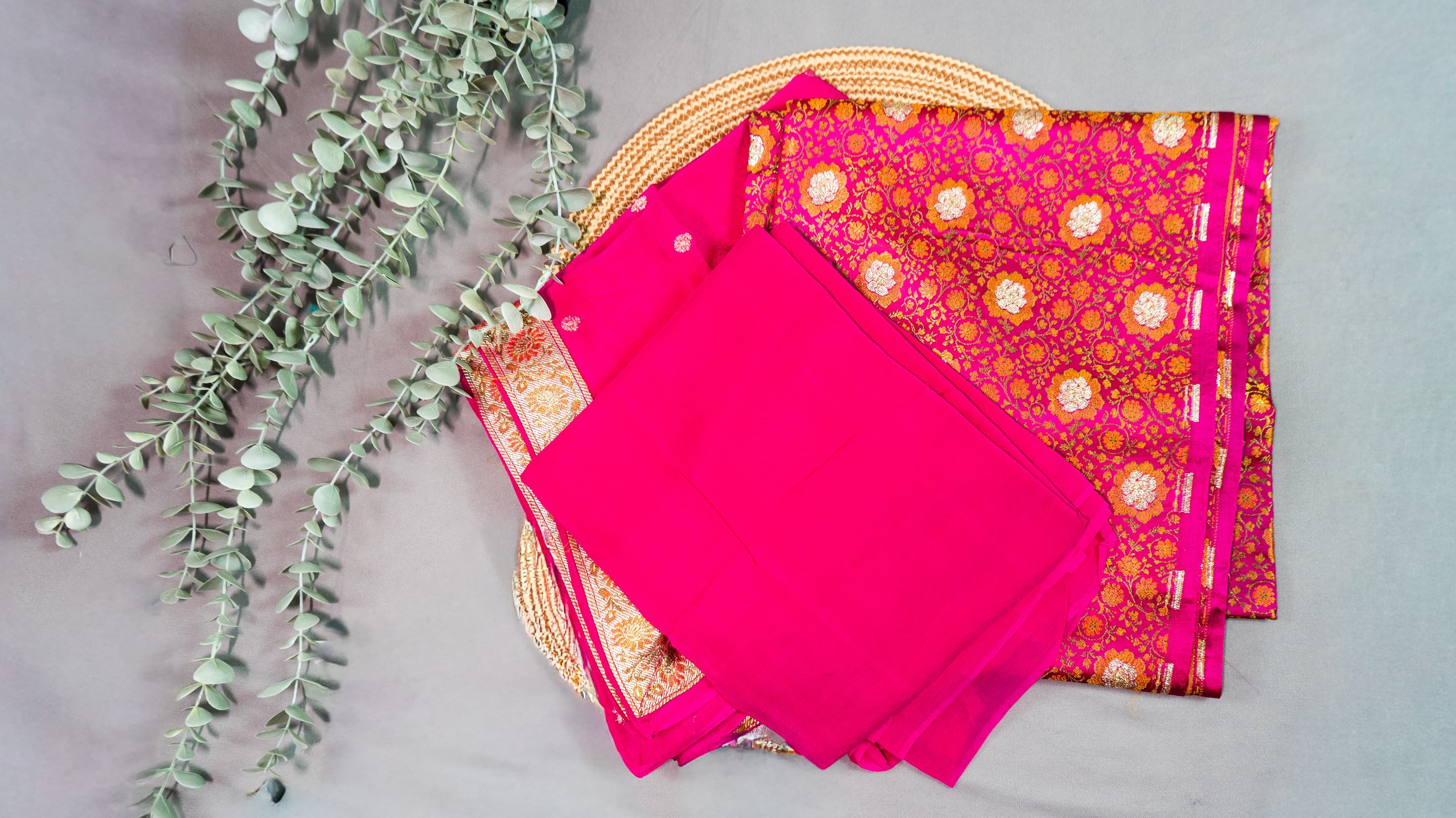 Pink Pure Silk Fancy Dress Material – Elegant Weaving Design Unstitched Suit